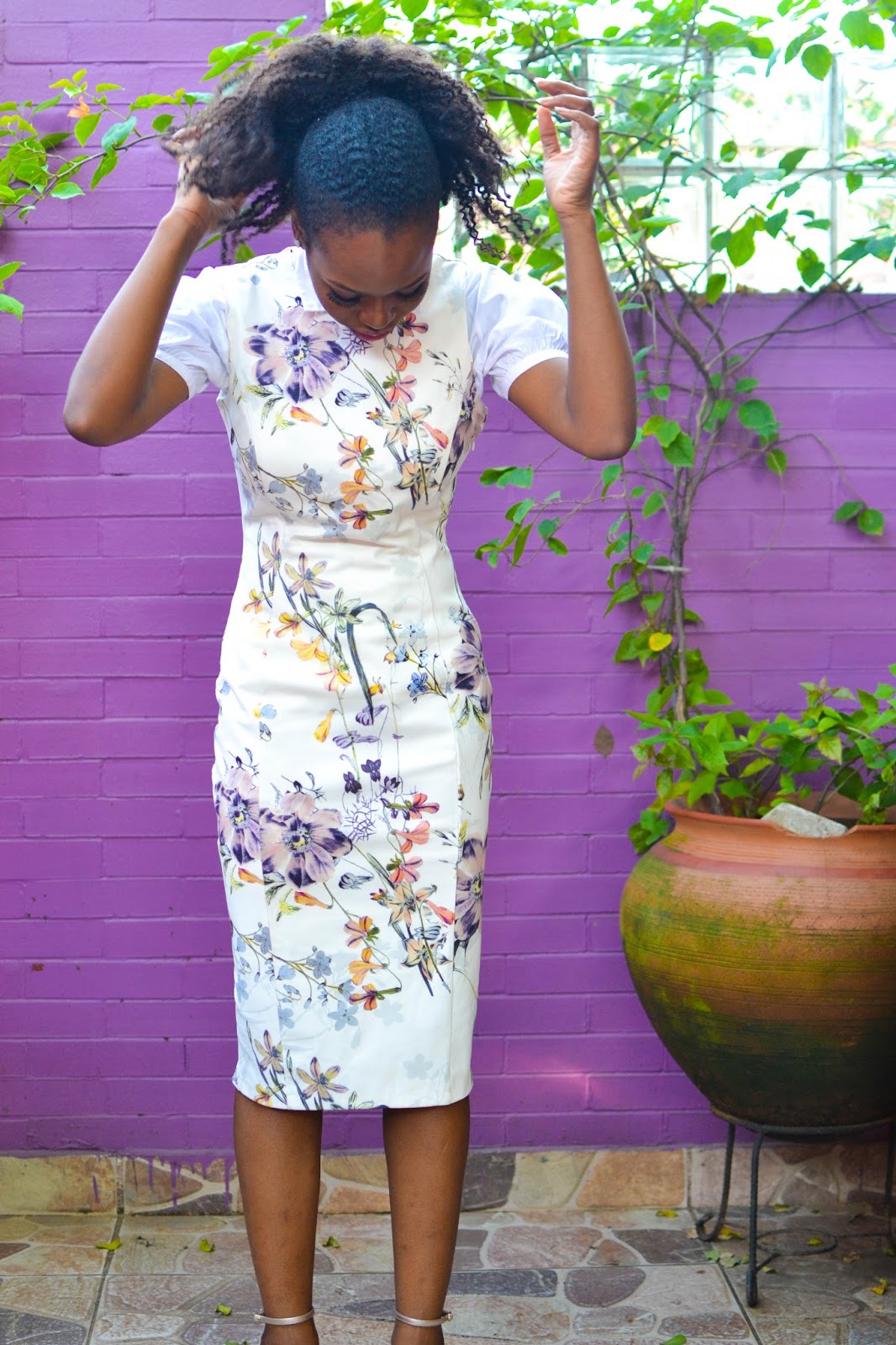 Floral dress best sale with white shirt